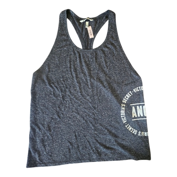 2 NWT Victoria's Secret Angel Racerback MuscleTank Tops Blue Black Size Large - Picture 5 of 13